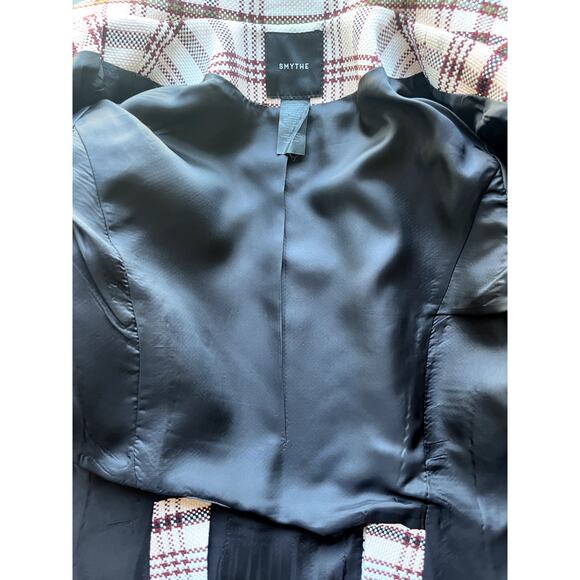 Smythe Patch Pocket Tuxedo Stripe Blazer Blush Plaid Check Pink Black Size 4 - Picture 9 of 9